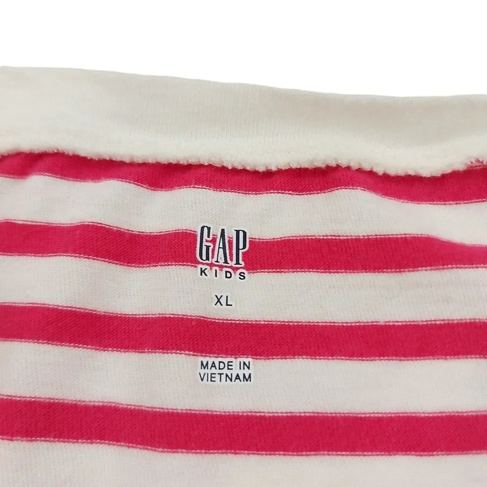 Gap Kids Girls Short Sleeve T-Shirt XL White Pink Reversible Sequin Lightweight